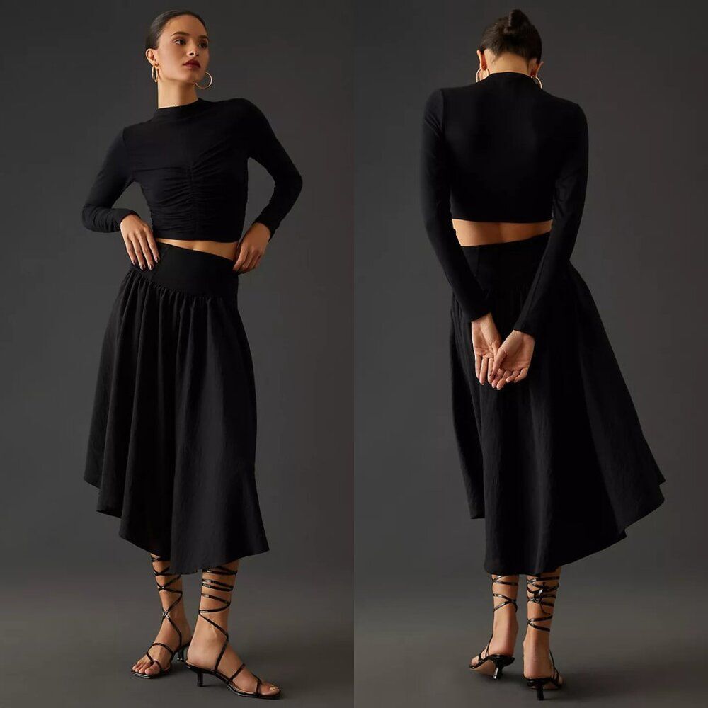 Anthropologie Long-Sleeve Top in Black Size XXS
